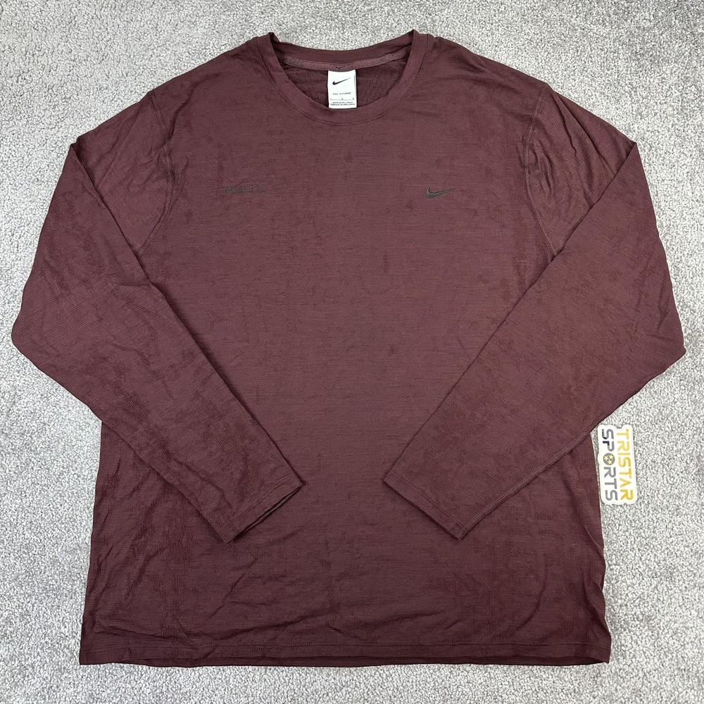 Nike Dri-FIT ADV APS Shirt Mens Large Maroon Wool Blend Training Long Sleeve